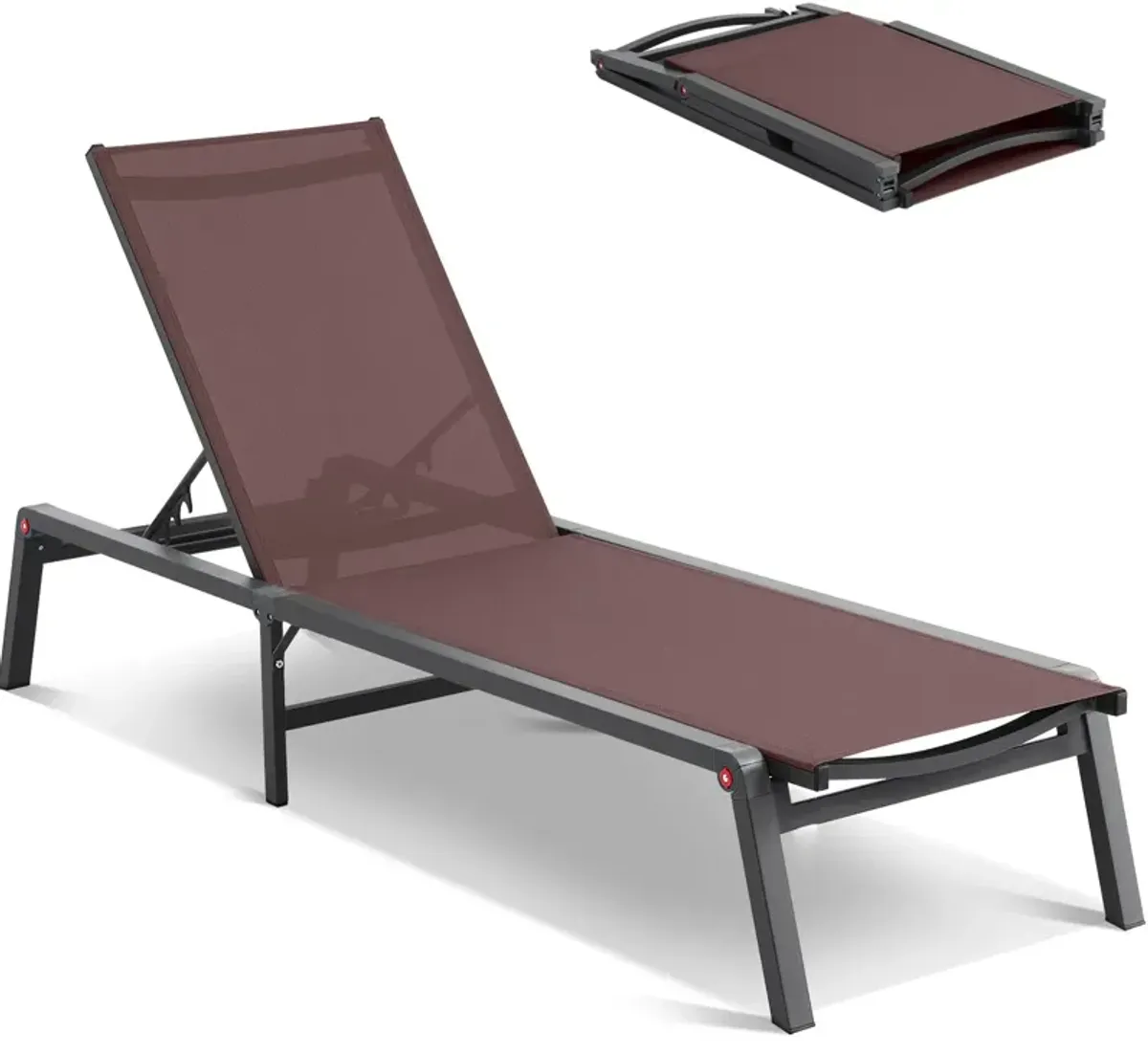 5-Position Chaise Lounge Chair – Adjustable Outdoor Recliner for Patio, Garden, Pool, or Deck