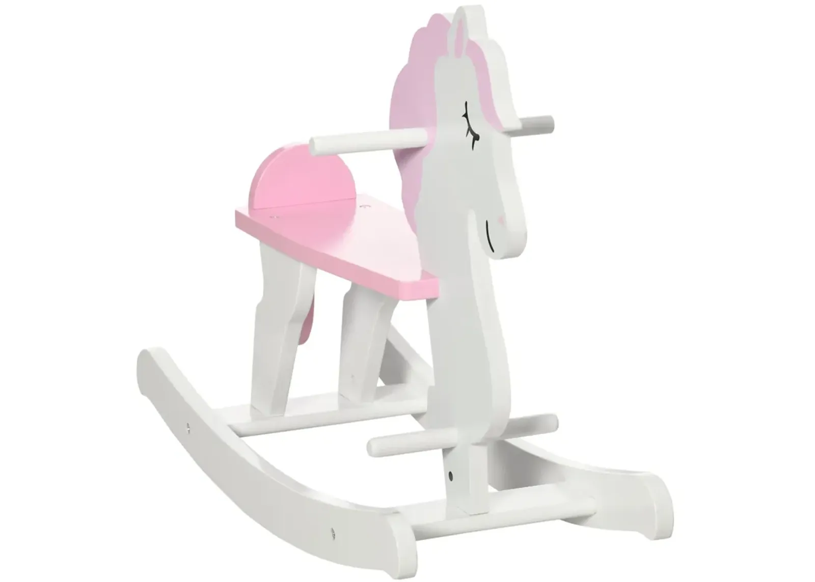 Pink/White Toddler Toy: Wooden Rocking Horse for 1-3 Years