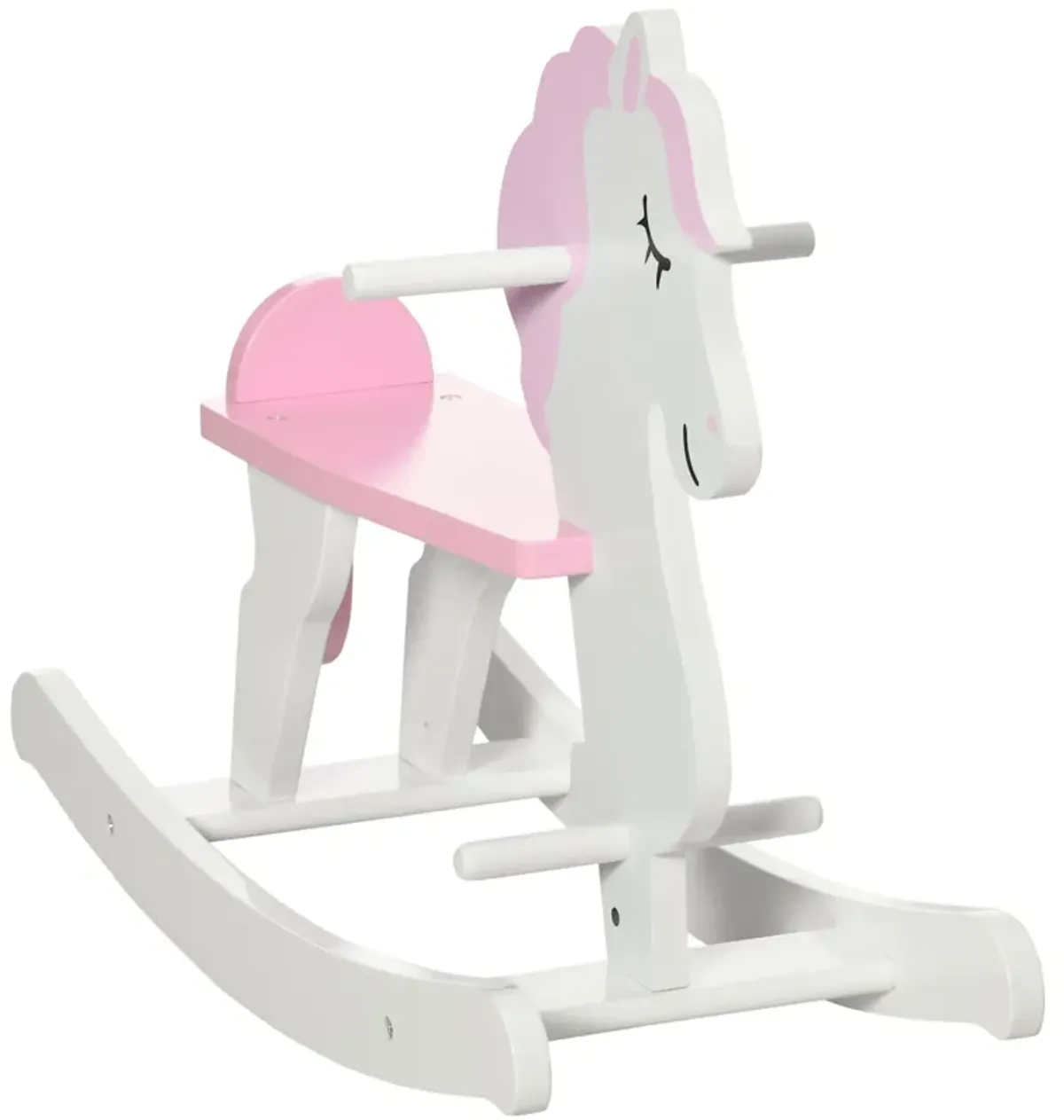 Pink/White Toddler Toy: Wooden Rocking Horse for 1-3 Years