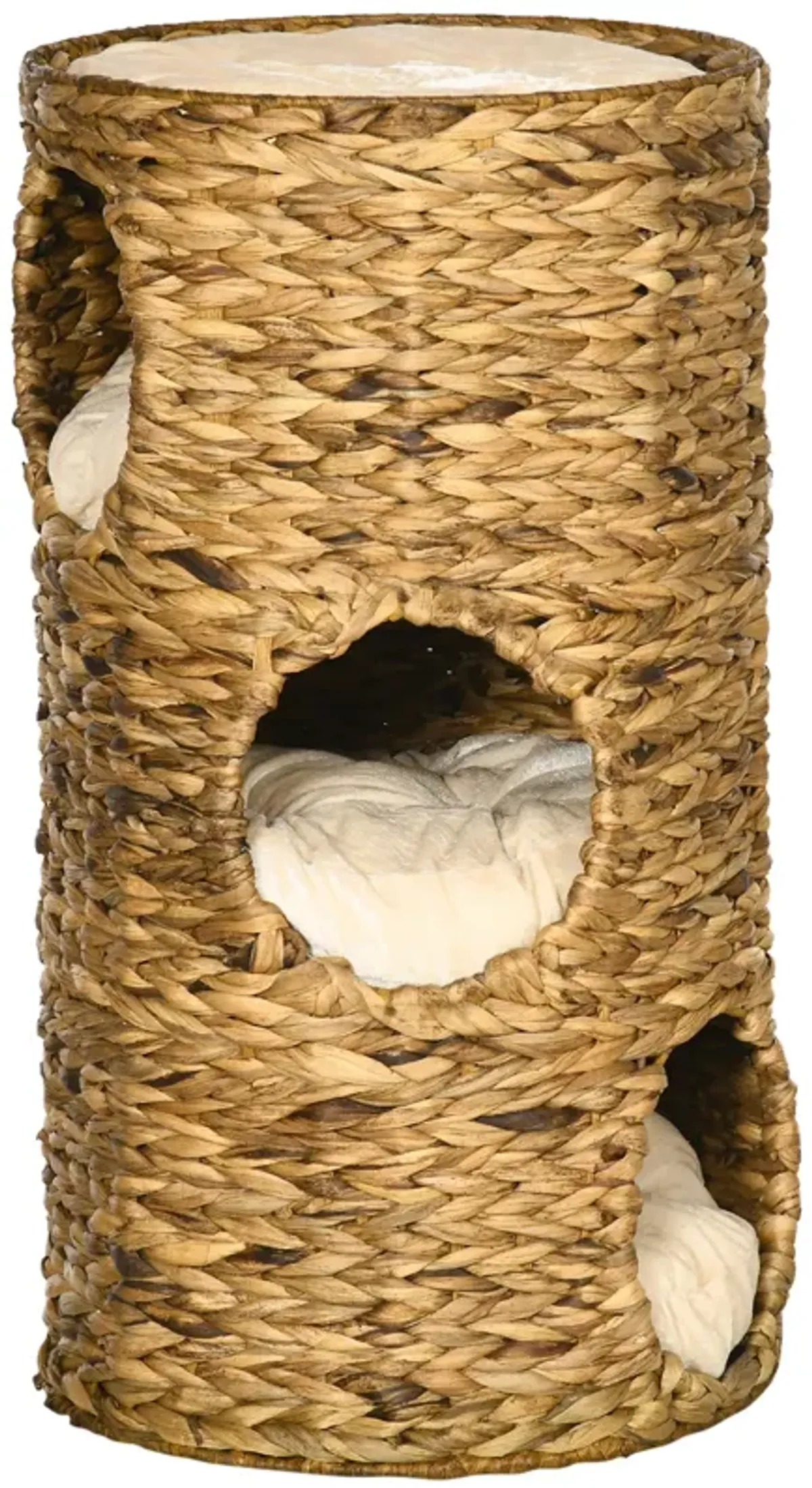 Beige Cat House: 3-Story Indoor Condo Tower with Removable Cushions