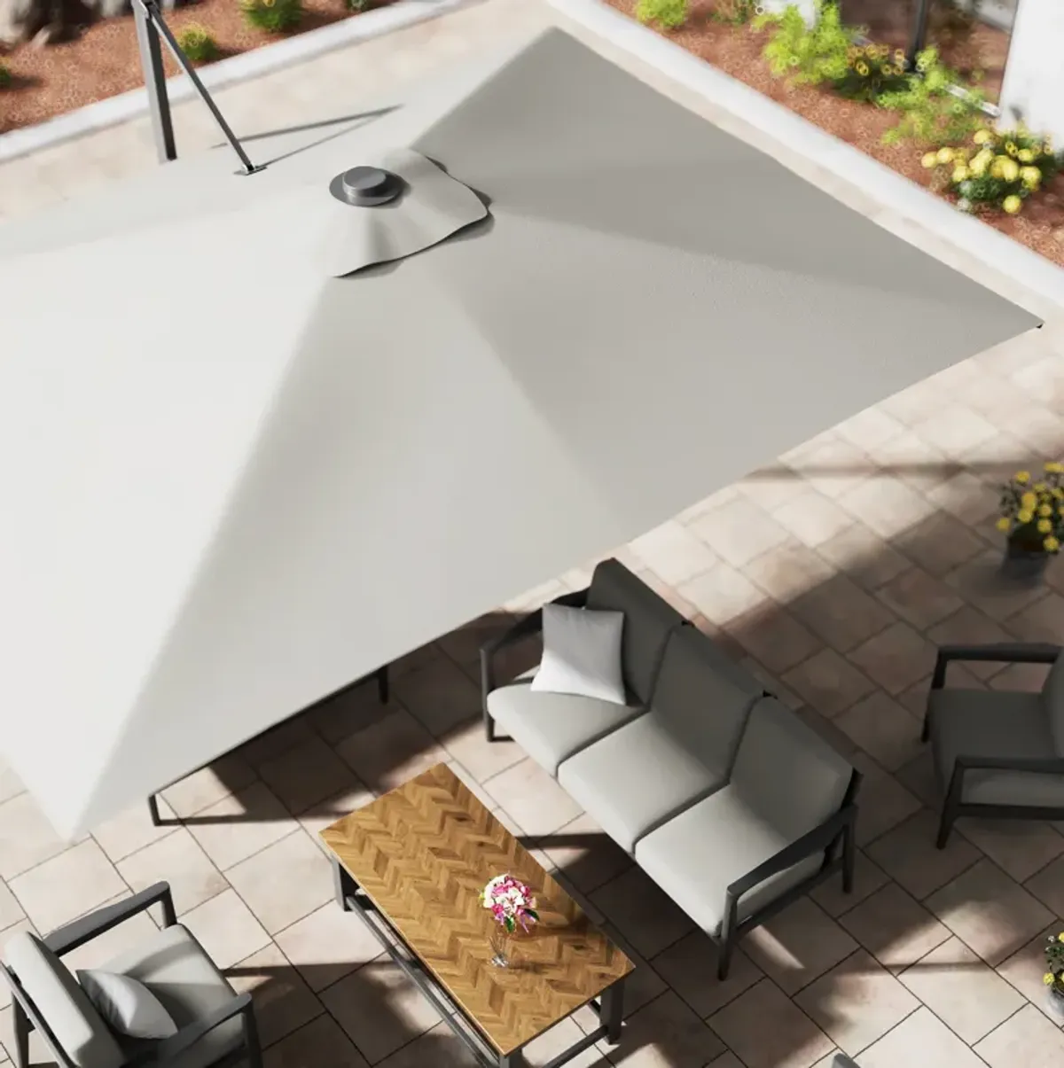 MONDAWE 13ft Square Offset Cantilever Patio Umbrella for Outdoor Shade