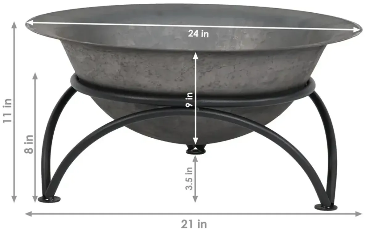 Hivvago 23.5 inch Wood-Burning Small Cast Iron Fire Pit Bowl with Stand