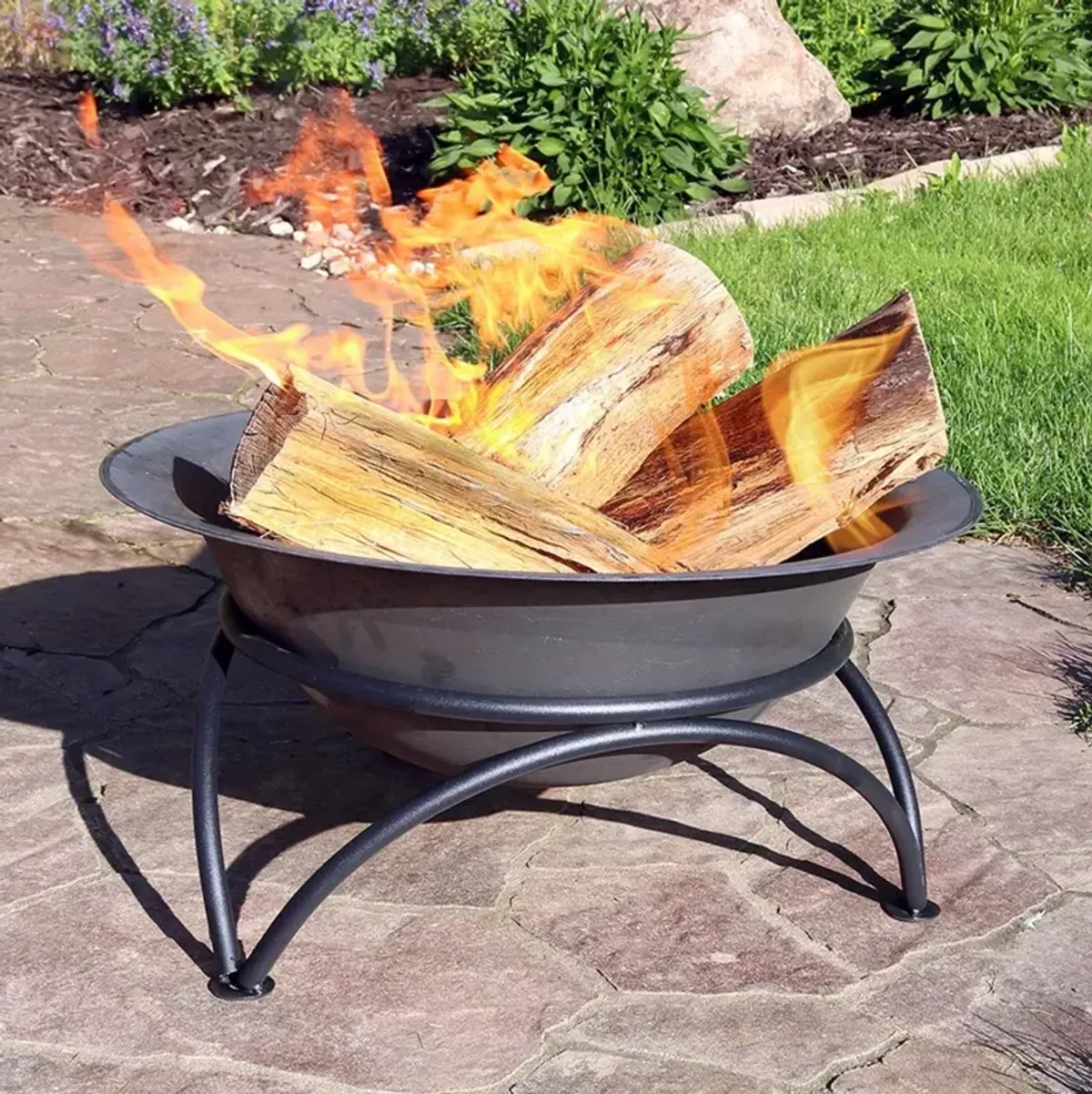 Hivvago 23.5 inch Wood-Burning Small Cast Iron Fire Pit Bowl with Stand