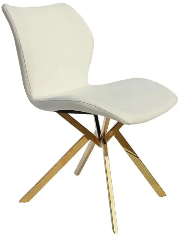 Dining Chair W/ White Seat And Gold Legs, Set Of 4