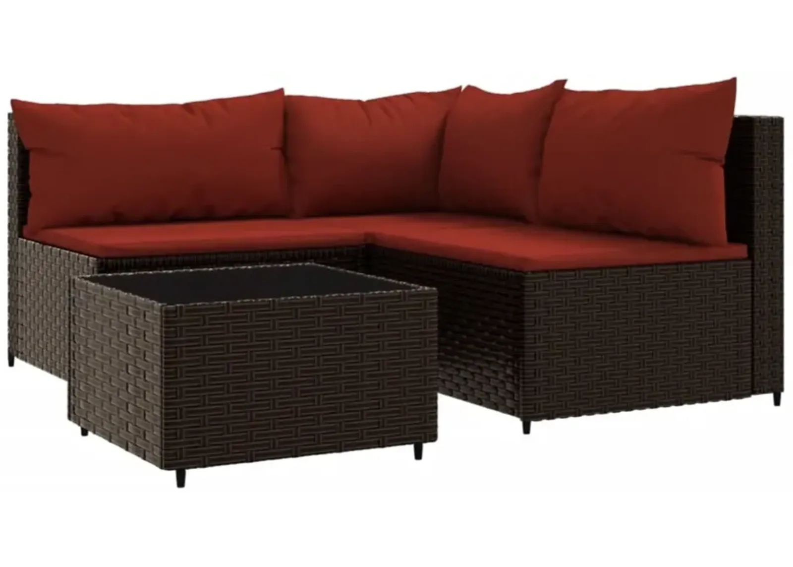 vidaXL 4 Piece Patio Lounge Set with Cushions Brown Poly Rattan