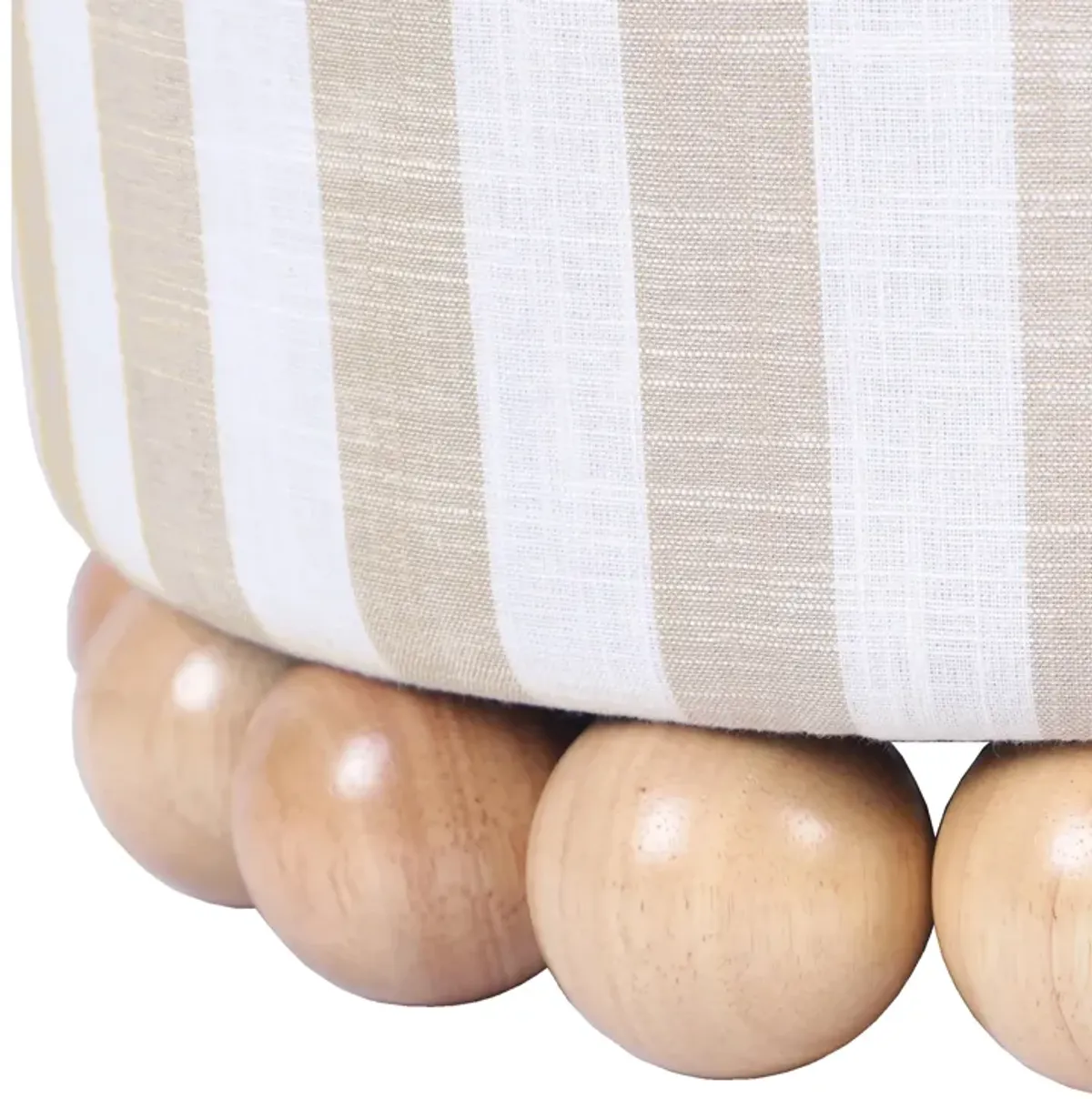 Dex Striped Linen Ottoman in Beige