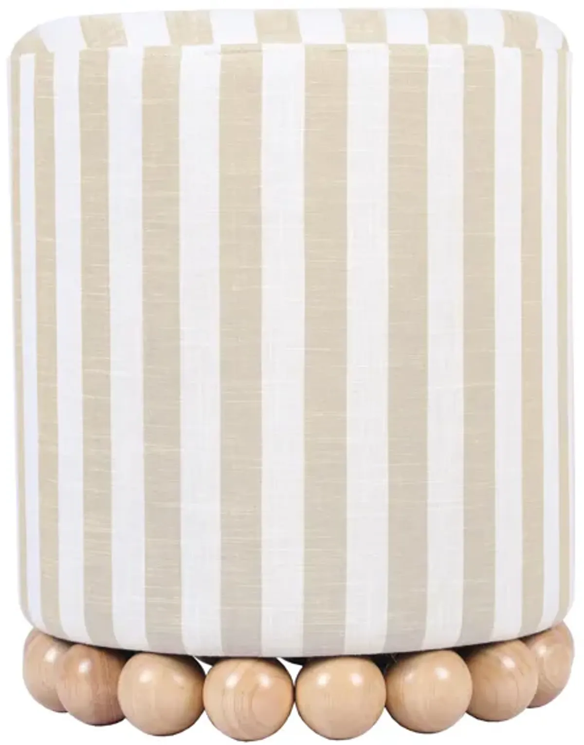 Dex Striped Linen Ottoman in Beige