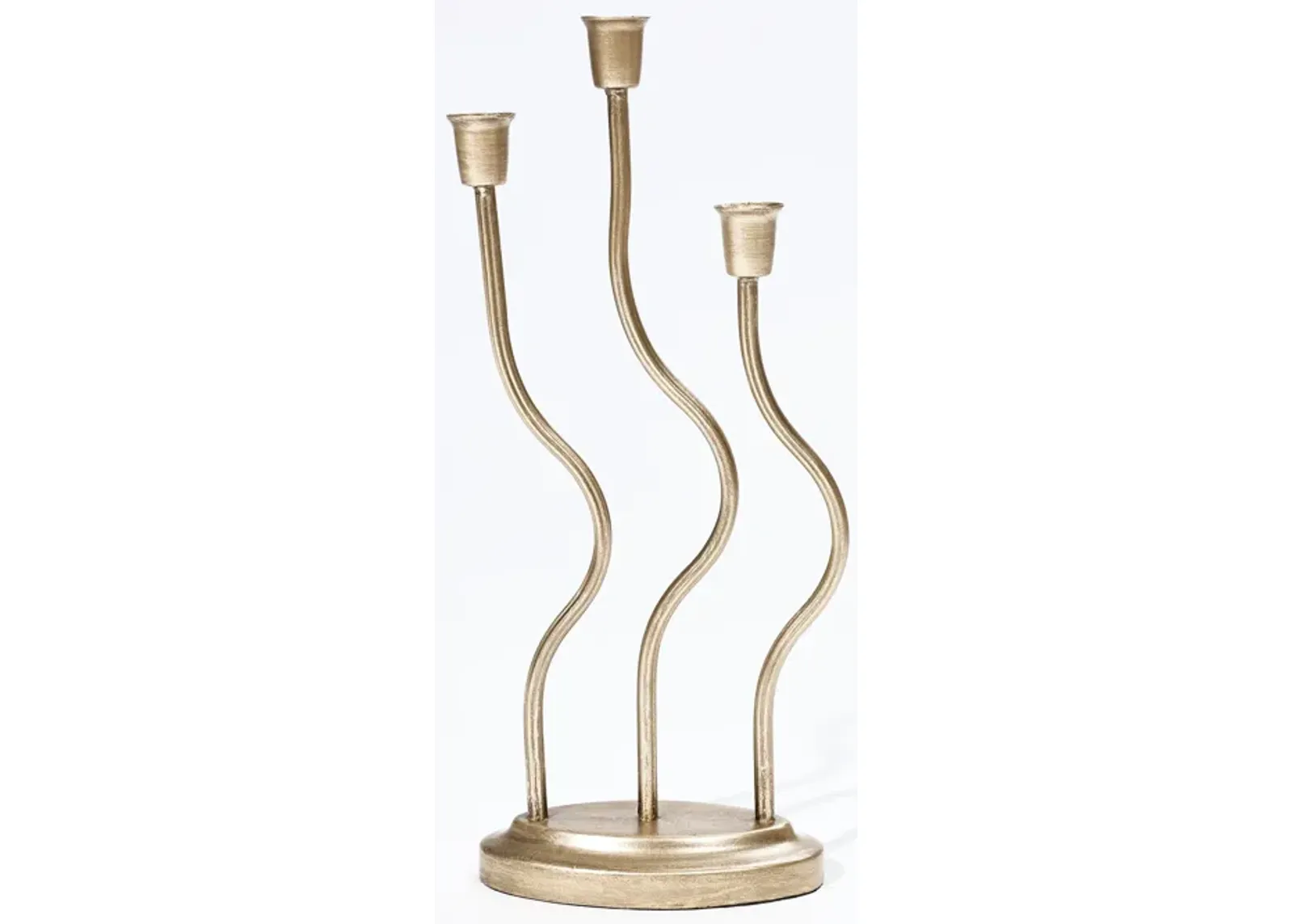 LuxenHome Gold Metal 3-Taper Candle Holder Tabletop Sculpture