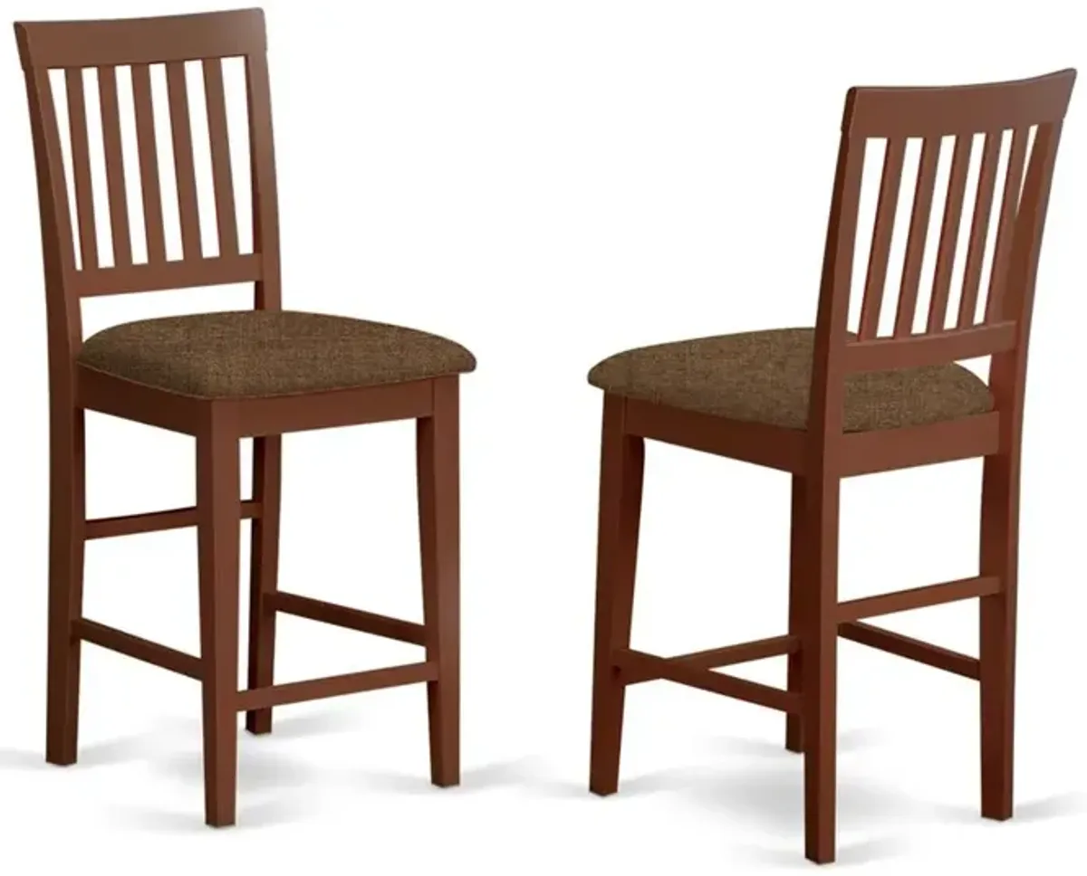 Vernon Counter Stools with Cushion Seat - Mahogany Finish, Set of 2