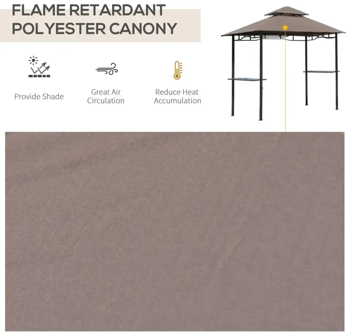 BBQ Grill Gazebo: 8' Patio Canopy with 2 Tier, Flame Retardant Cover, Storage