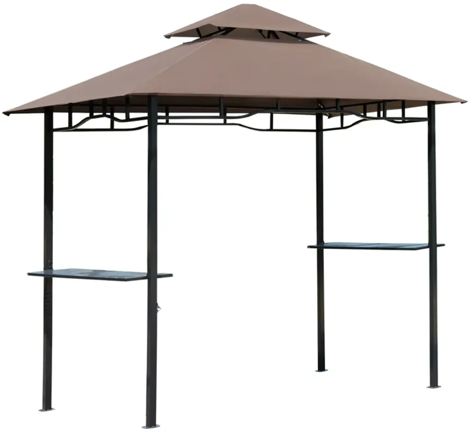 BBQ Grill Gazebo: 8' Patio Canopy with 2 Tier, Flame Retardant Cover, Storage