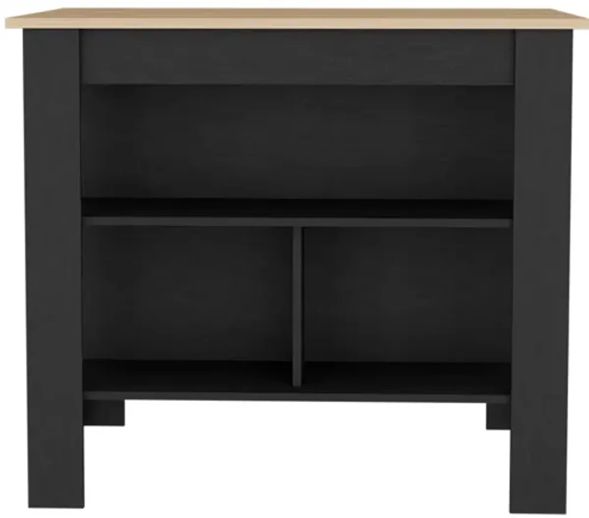 Delos Kitchen Island 35.4" H, with 3 Shelves, White / Mahogany