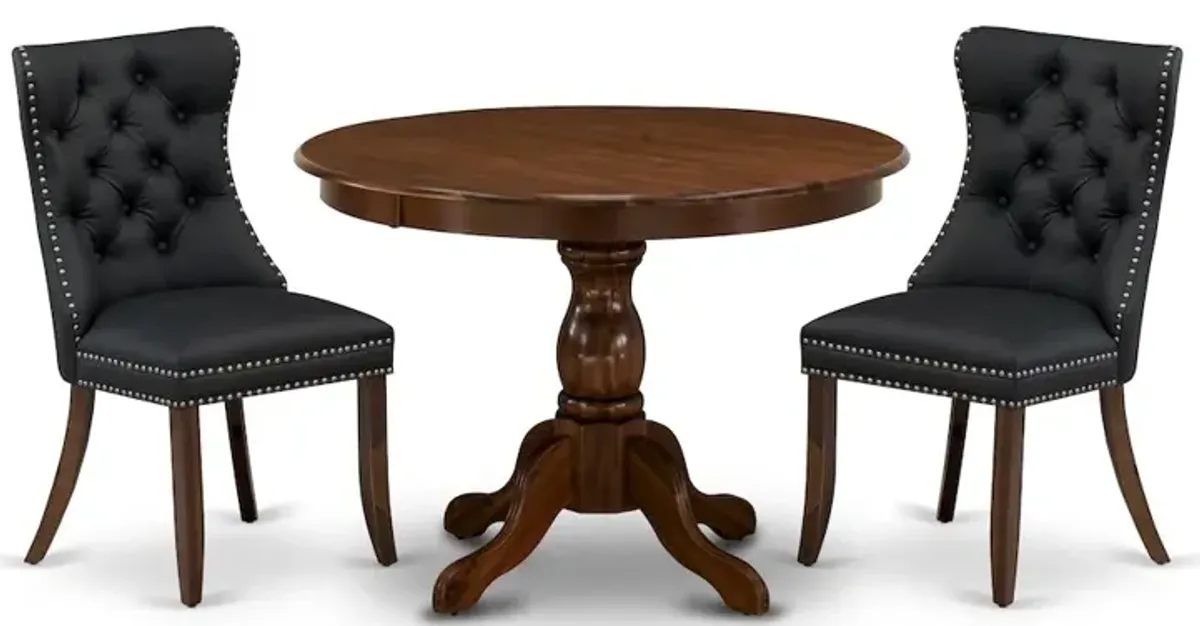 3 Piece Dining Set for Small Spaces Consists of a Round Kitchen Table