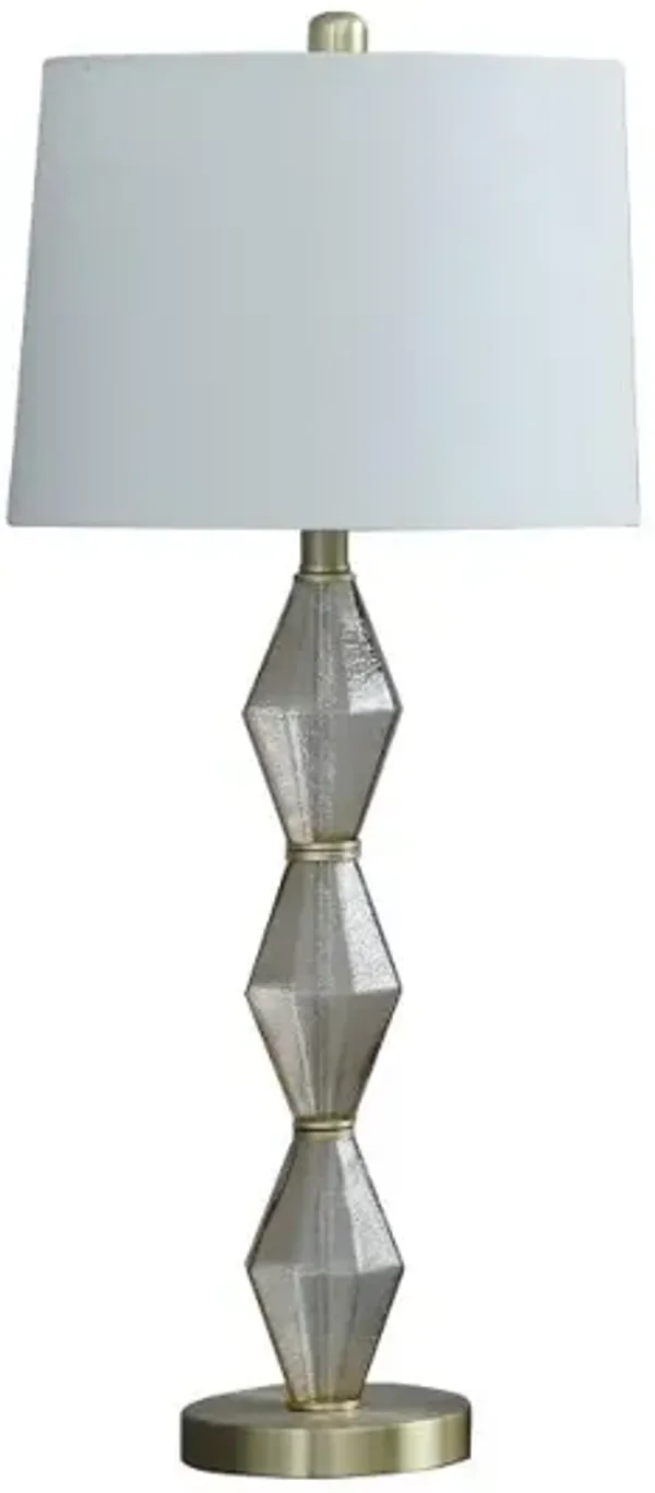 Hivvago 30" Brushed Gold Geo Glass Table Lamp With Shade