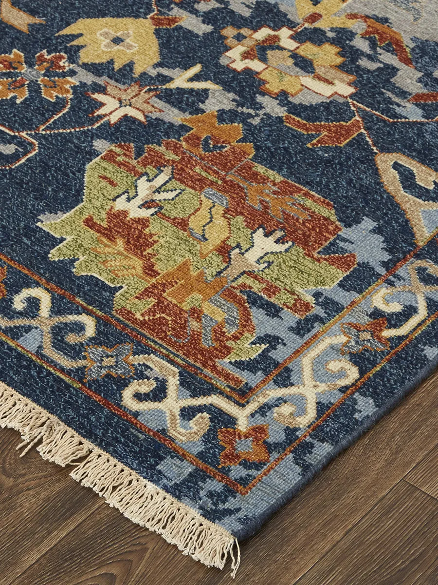 Leylan 0587F 3'6" x 5'6" Blue/Orange/Red Rug