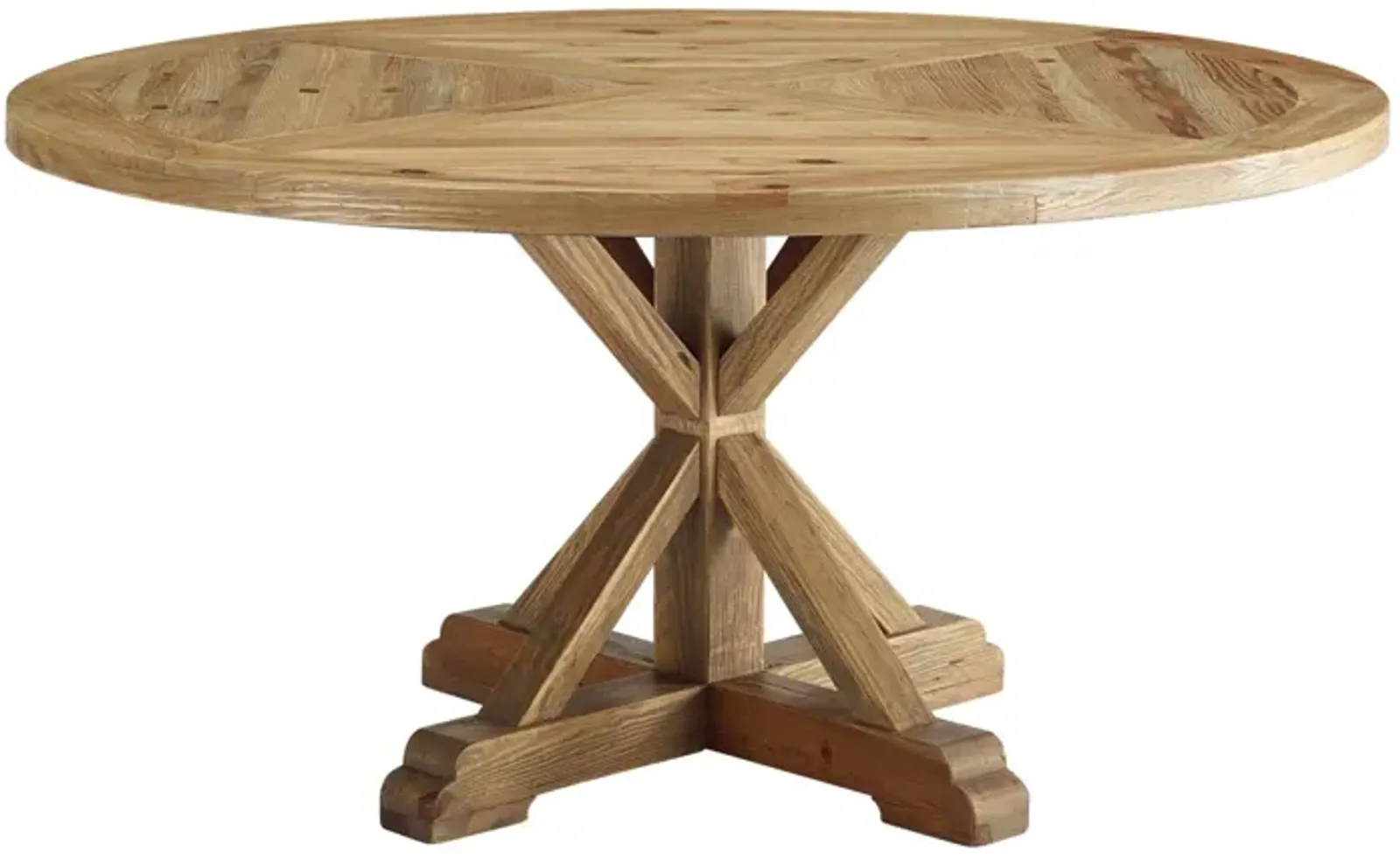 Modway - Stitch 59" Round Pine Wood Dining Table Brown