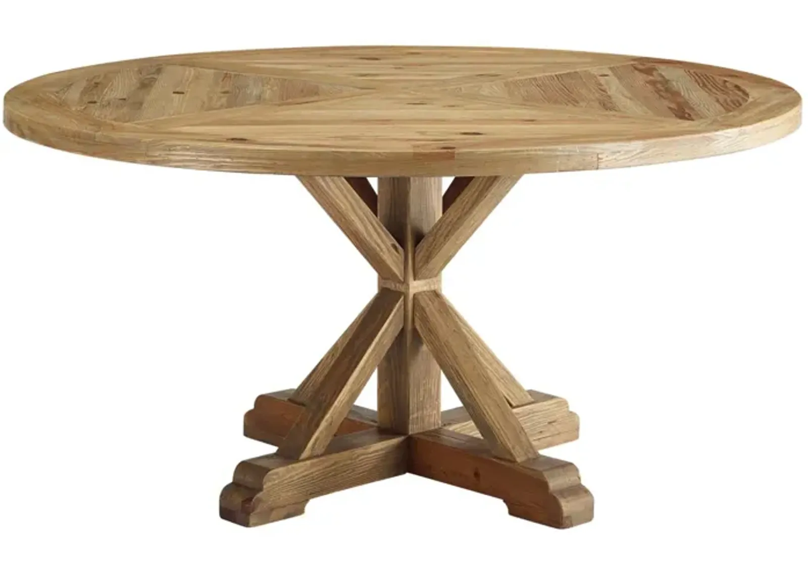 Modway - Stitch 59" Round Pine Wood Dining Table Brown