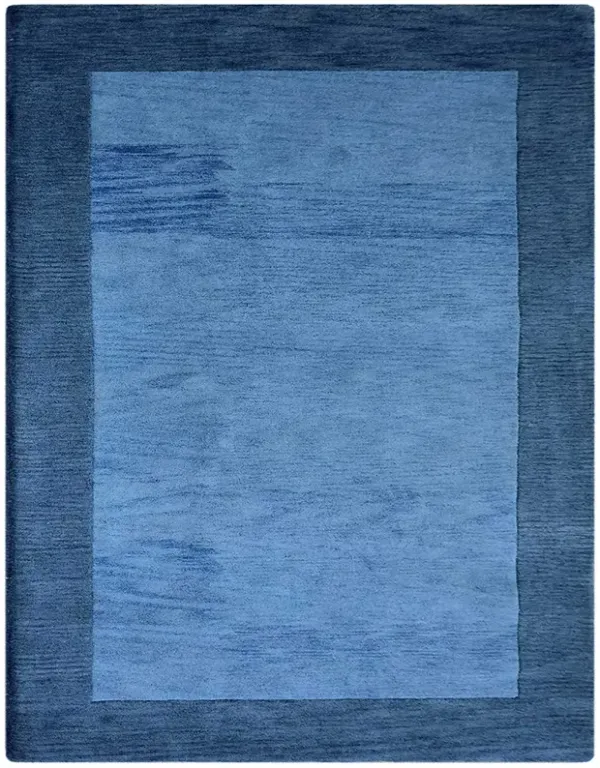 RUGSOTIC CARPETS HAND TUFTED WOOL ECO-FRIENDLY AREA RUGS  - 8'x11', Rectangle Shape, Blue, Contemporary Modern Design, High Pile Thick Handmade Area Rugs for Living Room, Bed Room (K00201)