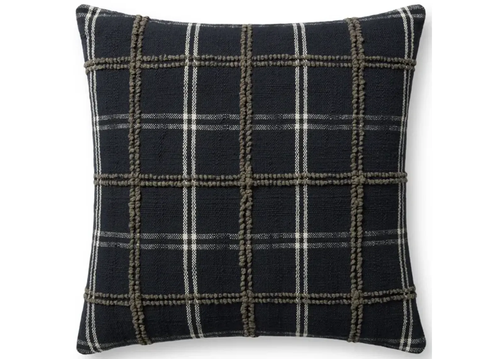 Noah PMH0057 Charcoal 22''x22'' Polyester Pillow by Magnolia Home by Joanna Gaines x Loloi