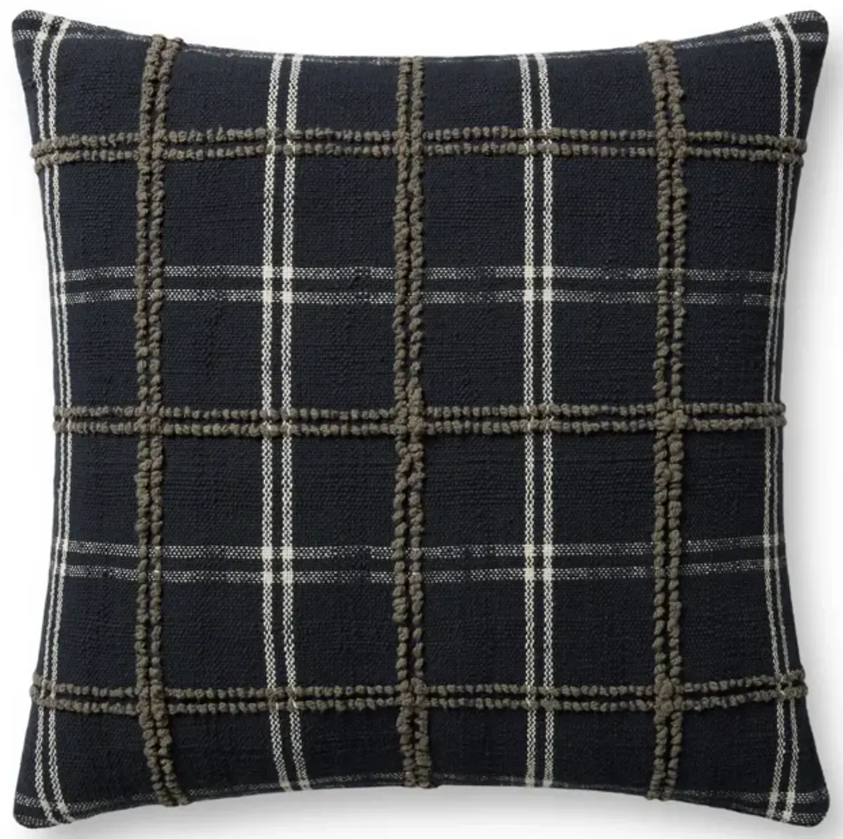 Noah PMH0057 Charcoal 22''x22'' Polyester Pillow by Magnolia Home by Joanna Gaines x Loloi