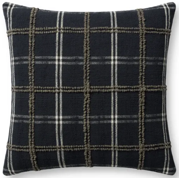 Noah PMH0057 Charcoal 22''x22'' Polyester Pillow by Magnolia Home by Joanna Gaines x Loloi