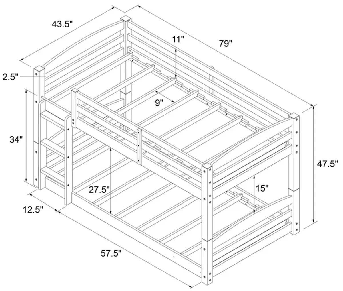 DHP Sierra Convertible Twin over Twin Bunk Bed with Safety Railings