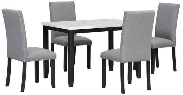 Merax Faux Marble 5-Piece Dining Table Chairs Set