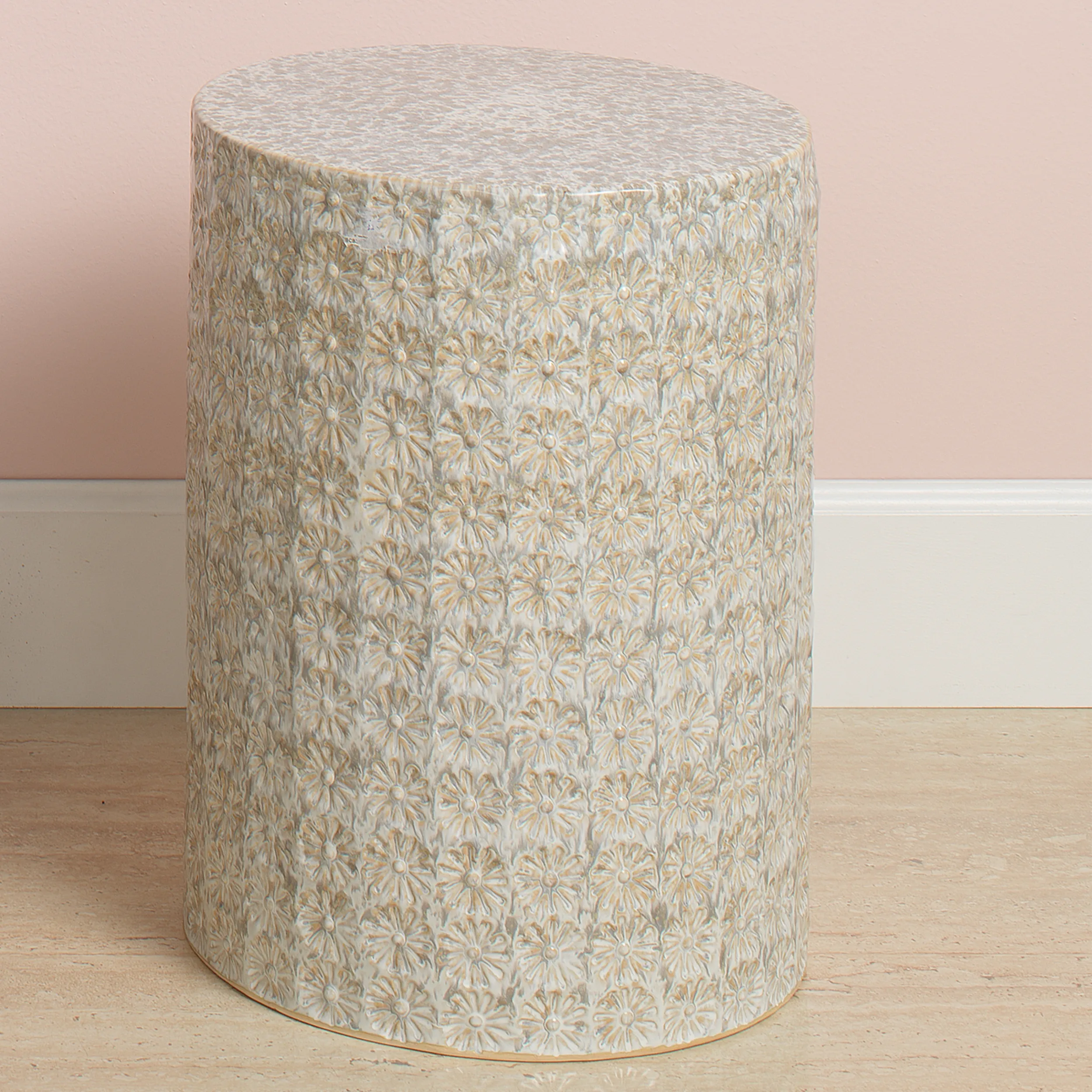 Wildflower Cream Ceramic Side Table