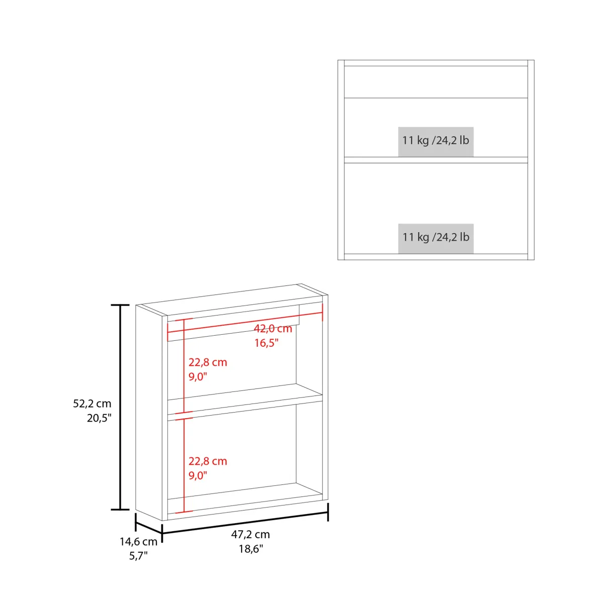 Asheboro Medicine Cabinet 20.5" H, with 2 Shelves, 1 Door, and 1 Mirror, White