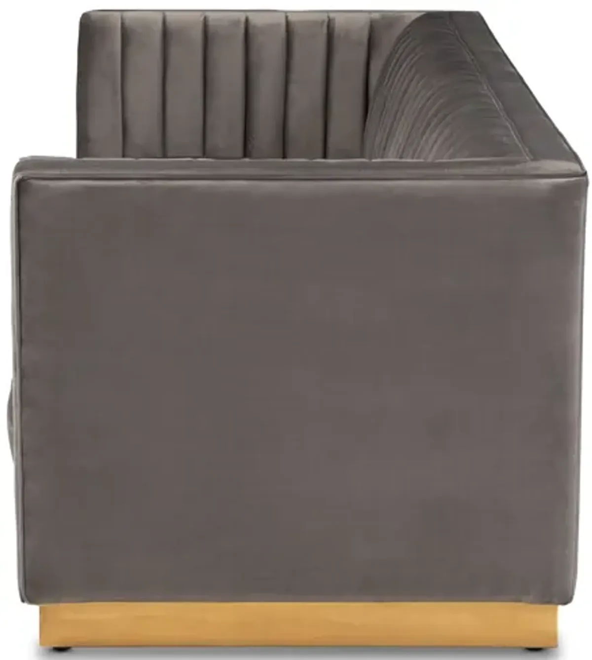 Baxton Studio Aveline Glam and Luxe Grey Velvet Fabric Upholstered Brushed Sofa