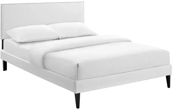 Modway - Macie Queen Vinyl Platform Bed with Squared Tapered Legs White