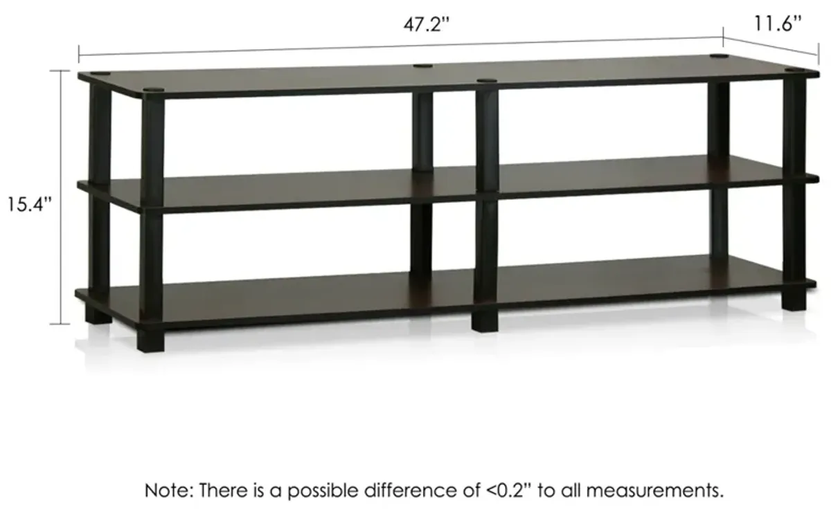 Turn-S-Tube No Tools 3-Tier Entertainment TV Stands, Dark Brown/Black