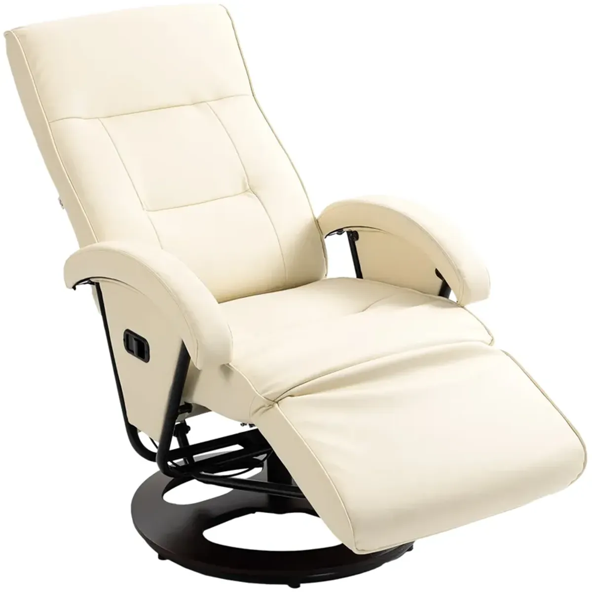 Beige Swivel Recliner: 135° Adjustable, Padded Seat