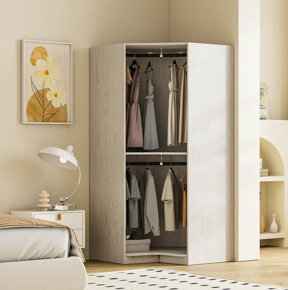 Merax Polygon Corner Wardrobe Closet