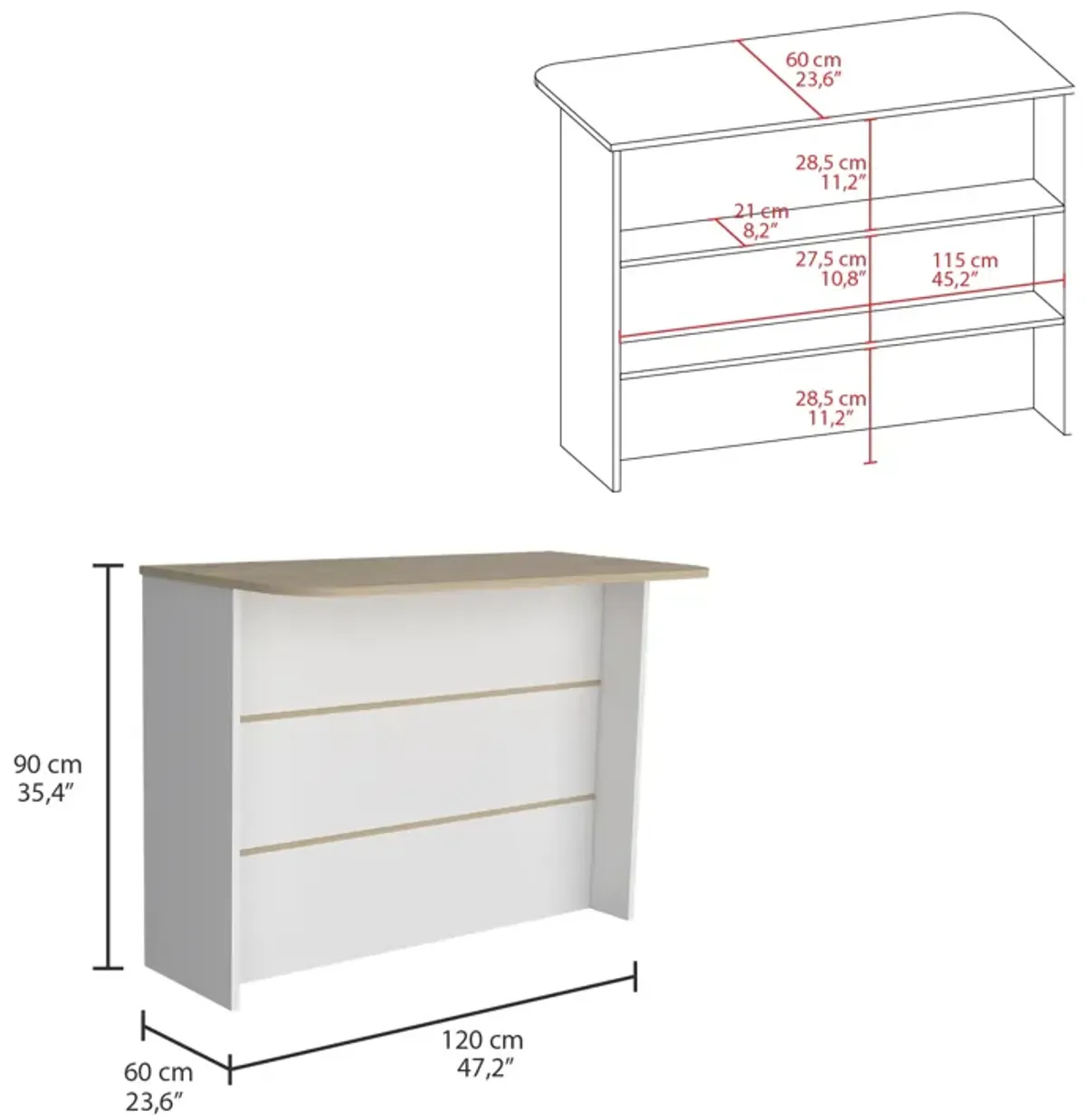 Kitchen Bar Dayton, Kitchen, White / Light Pine