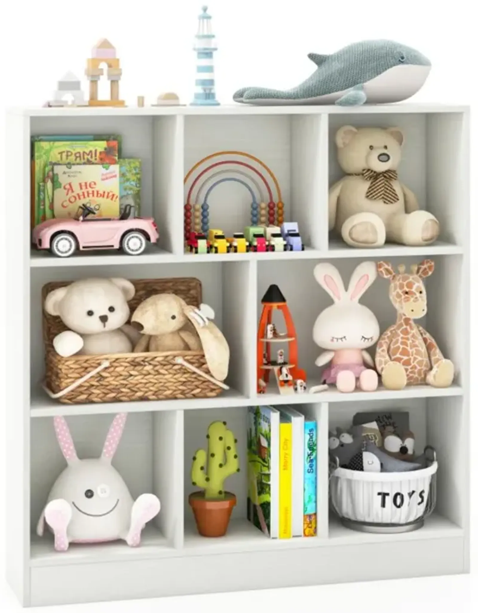 Hivvago 41 Inches 8-Cube Freestanding Bookcase for Kids