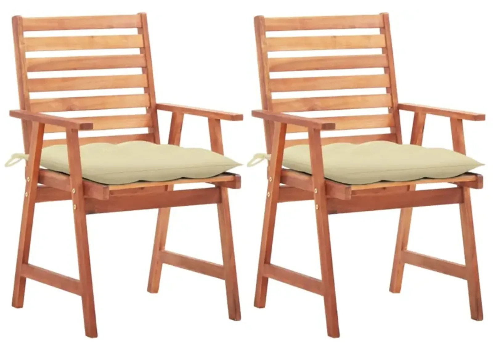 vidaXL Patio Dining Chairs 2 pcs with Cushions Solid Acacia Wood