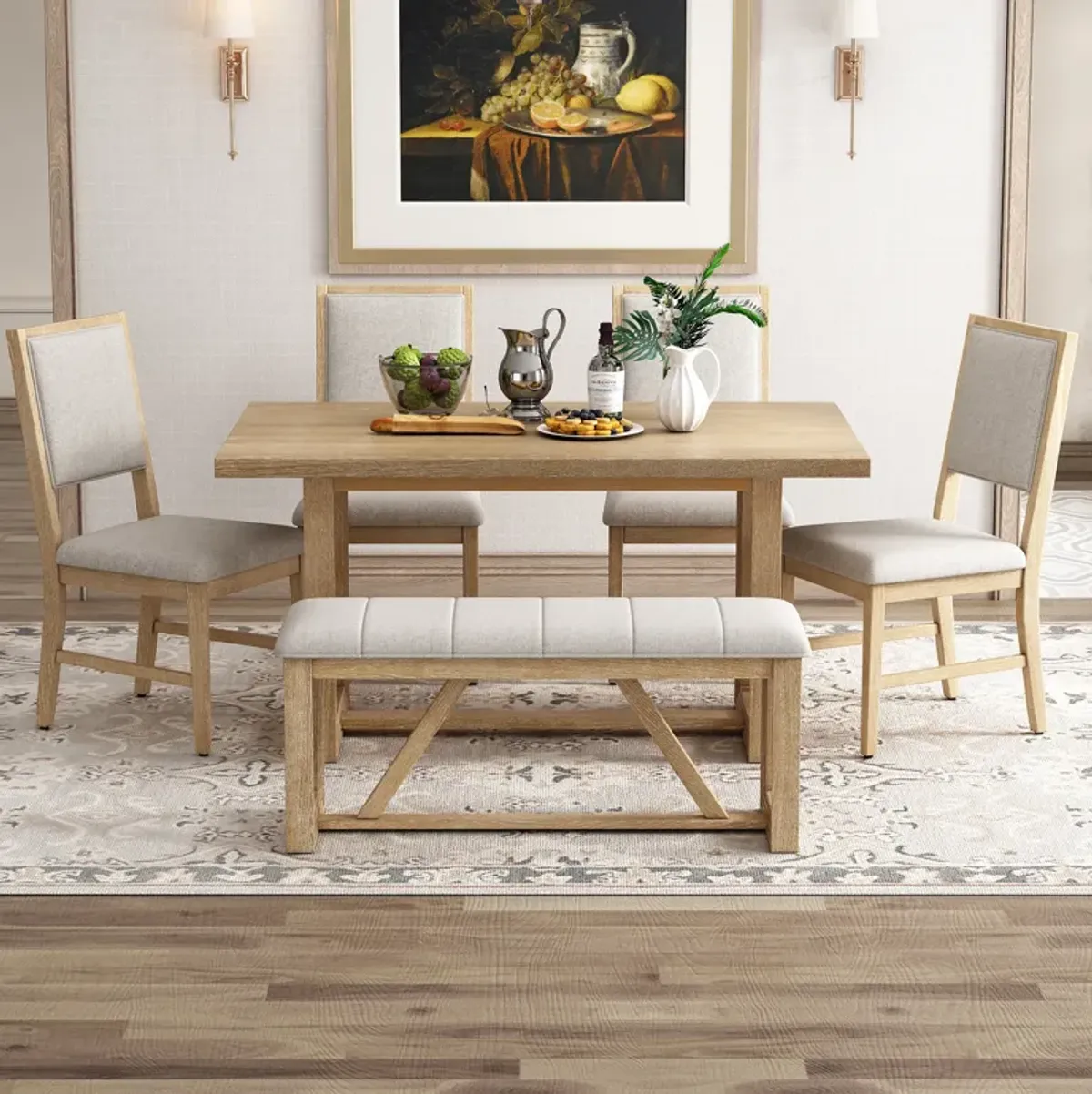 Merax 6-Piece Retro Wood Dining Set