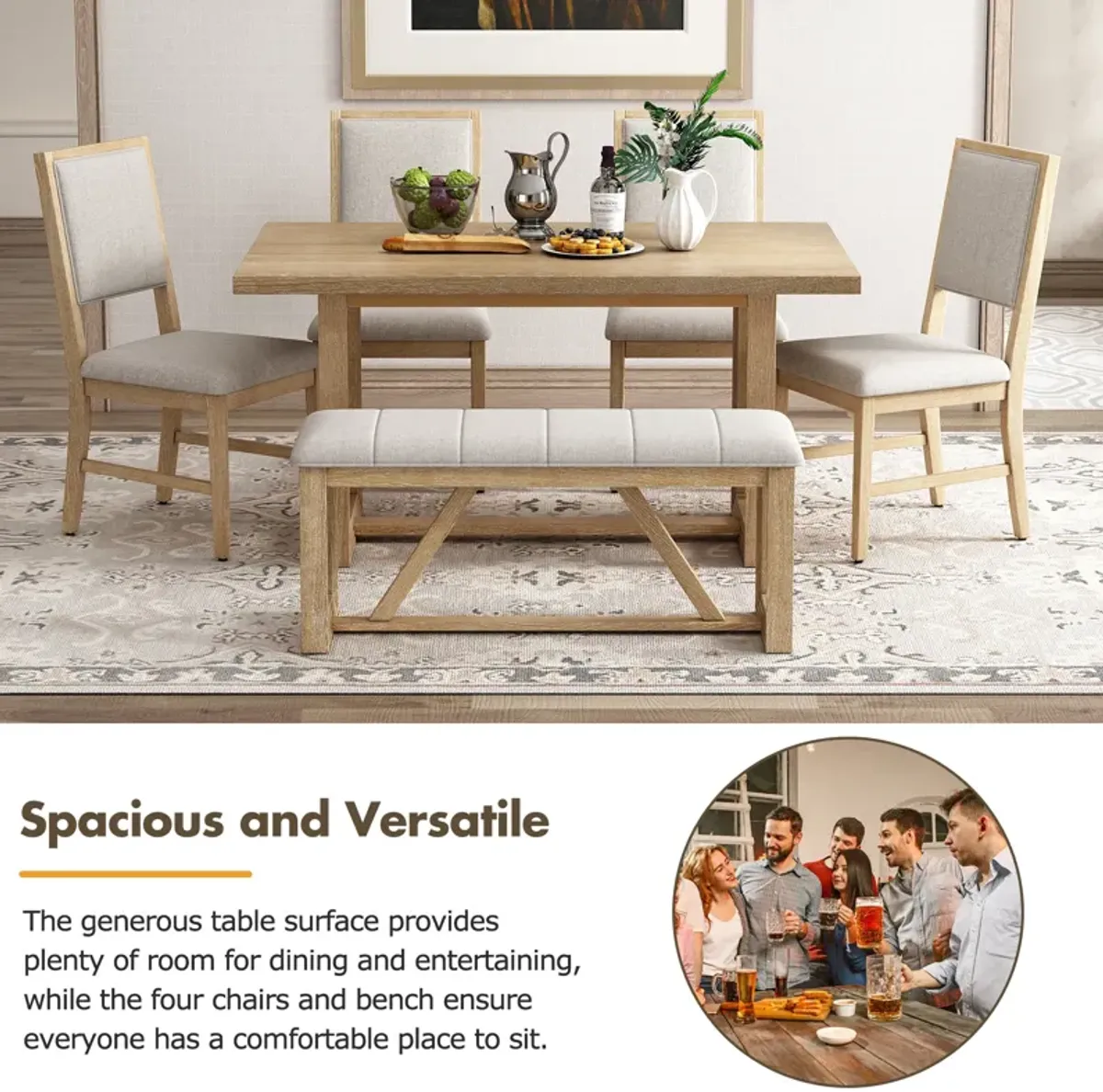 Merax 6-Piece Retro Wood Dining Set