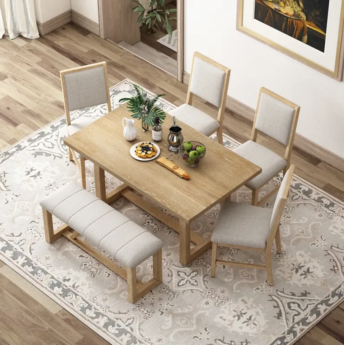 Merax 6-Piece Retro Wood Dining Set