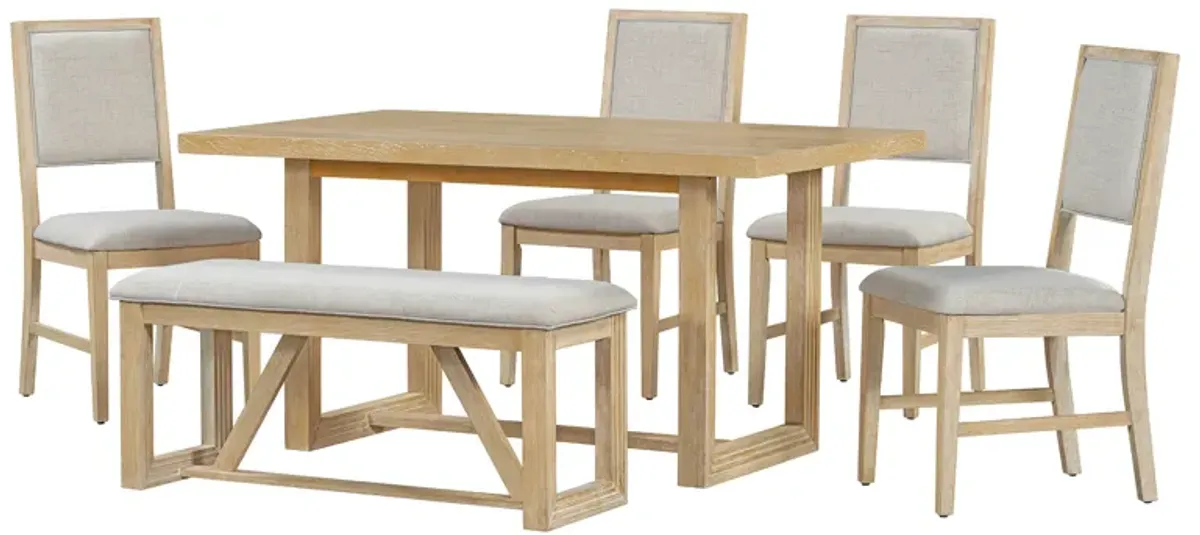 Merax 6-Piece Retro Wood Dining Set