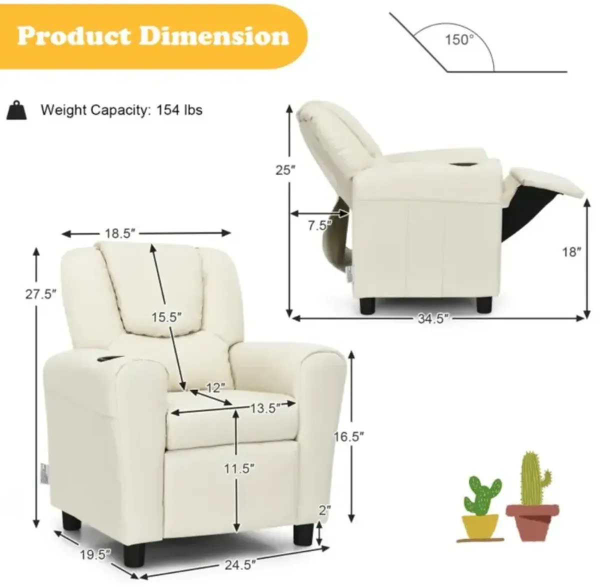 Hivvago Kids Recliner Armchair Sofa