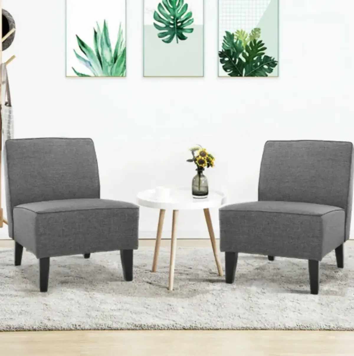 Contemporary Decor Solid Armless Accent Chair-Gray