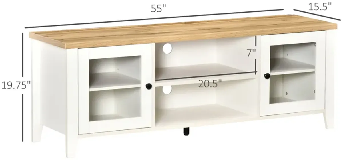 White Living Room Center: Modern TV Stand with Storage for 60" Screens