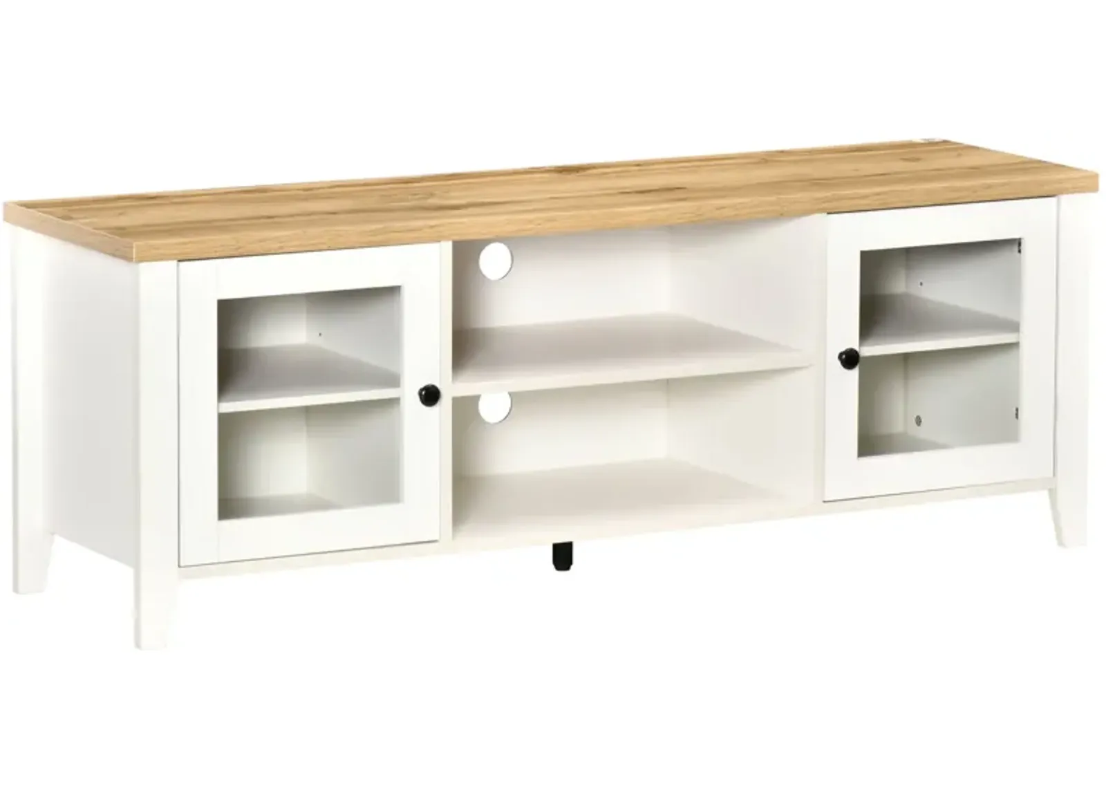 White Living Room Center: Modern TV Stand with Storage for 60" Screens