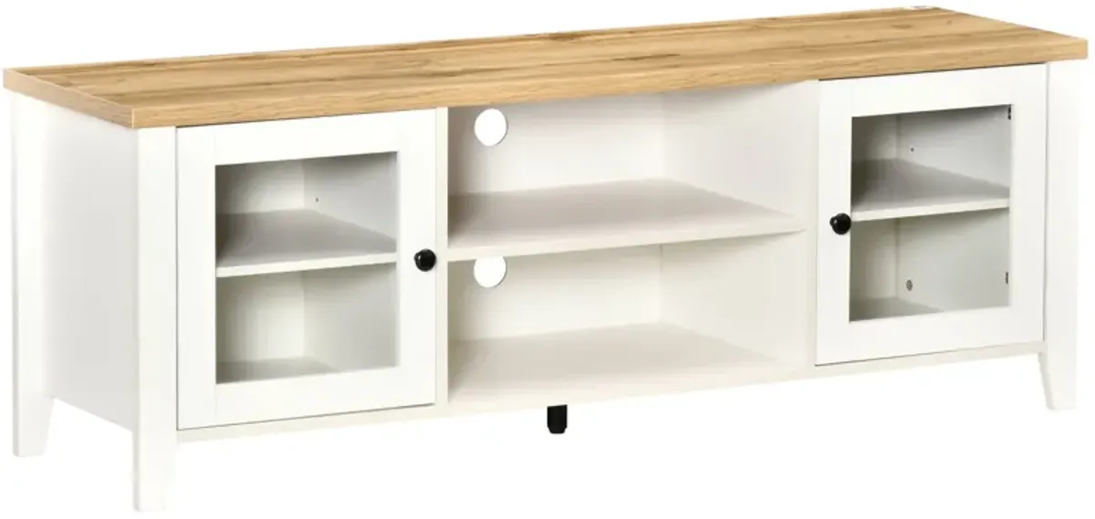 White Living Room Center: Modern TV Stand with Storage for 60" Screens