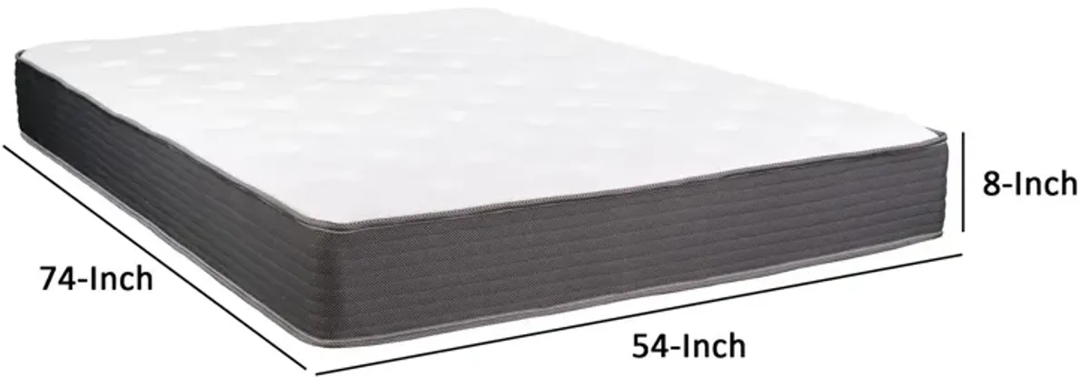 Cari 8 Inch Hybrid Full Size Mattress, Cool Gel Memory Foam, Pocket Coil - Benzara