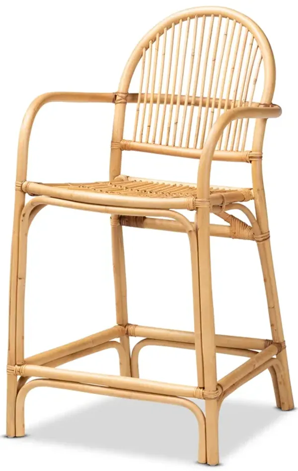 Baxton Studio Tugera Modern Bohemian Natural Brown Rattan Counter Stool