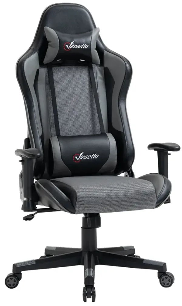 Racing Style Office Chair: Grey, Ergonomic, Adjustable, Swivel, Recliner
