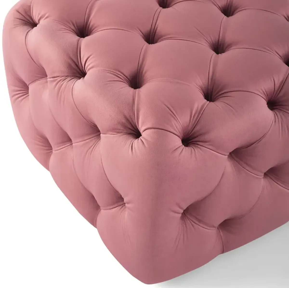 Amour Tufted Button Square Performance Velvet Ottoman